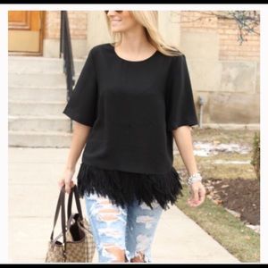 Black chiffon fringe blouse